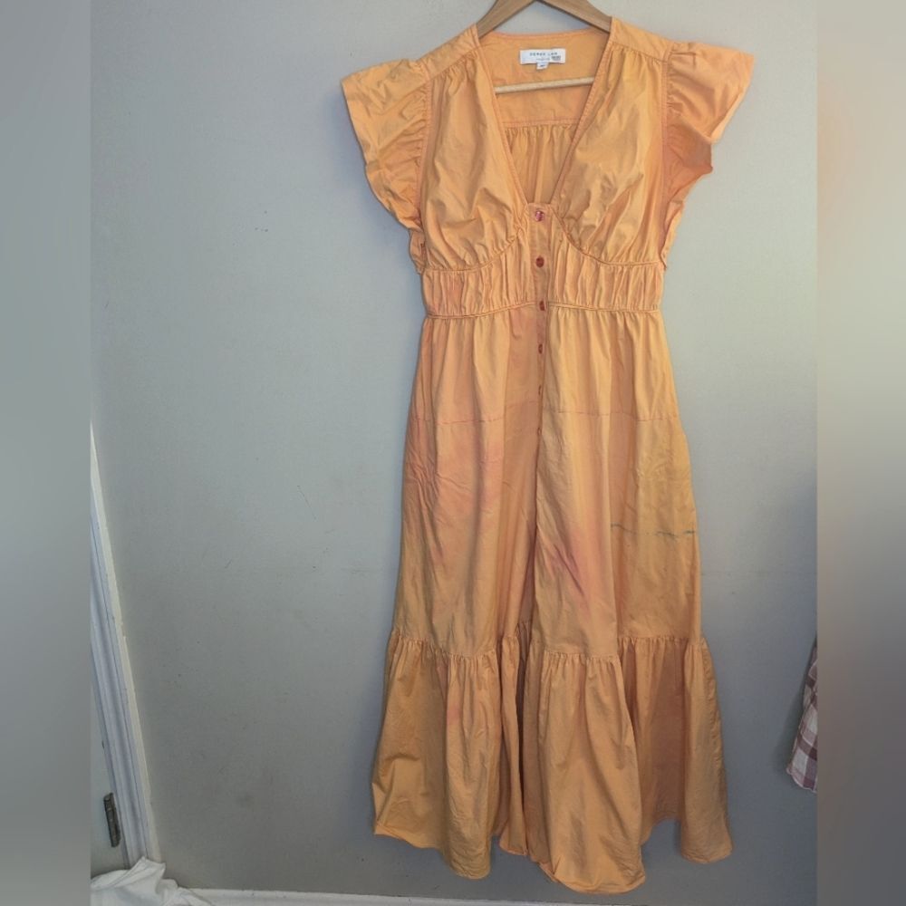 Derek Lam Peach Ruffle Midi Dress Size 40